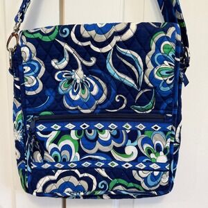 Vera Bradley Turnlock Crossbody Bag Blue Rhapsody Quilted